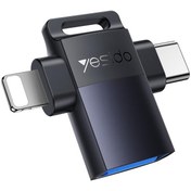 تصویر تبدیل USB3.0 OTG به تایپ سی / لایتنینگ یسیدو GS35 Yesido GS35 USB3.0 To Type-C / Lightning Adapter