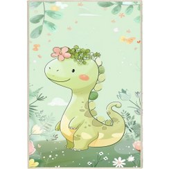 تصویر فرش ماشینی اتاق کودک اورکوم طرح دایناسور کد kids_9002 