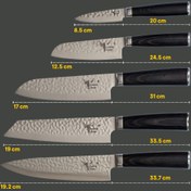 تصویر چاقو آشپزخانه حرفه ای 5 چارچه با تیغه فولادی 