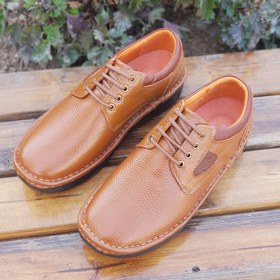 تصویر کفش طبی مردانه چرم طبیعی کد 0012t.k رنگ عسلی - 43 mans leather shoes code 0012t.k honey color