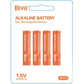 تصویر پک 4 تایی باتری نیم قلمی AAA بیوا مدل BAT02 Biva BAT02 Alkaline Battery