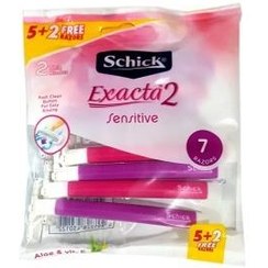 تصویر تیغ اصلاح زنانه 2 لبه شیک مدل Exacta2 مناسب پوست حساس بسته 7 عددی Schick Exacta2 2Blade Women Razor For Sensitive Skin 7Pcs