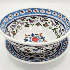 تصویر کاسه و بشقاب سفالی گنجشک کوچک 