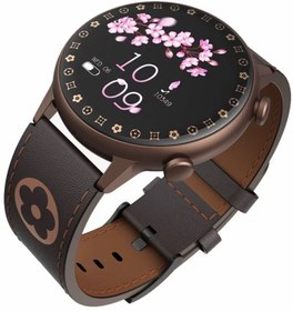 تصویر Gtab GT9 princess edition ladies smart watch with 1.1 inch round shape amoled display ip68 waterproof technology and wireless charger Coffee 