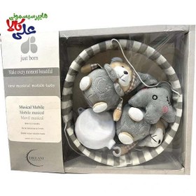 تصویر آویز تخت کودک موزیکال just born 