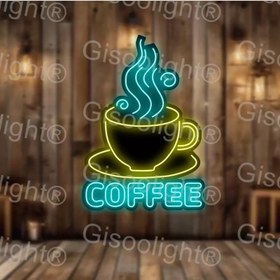 تصویر تابلو نئون کافه ارزان، نیون فلکسی قهوه جدید، تابلو نورانی قهوه - متوسط coffee neon sign