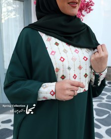 تصویر عبا زنانه سوزن دوزی کرپ الیزا مدل آلاله مزون نجما - سبز / سایز Alaleh Abaya