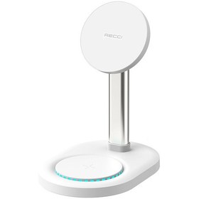 تصویر استند شارژ بیسیم چند کاره رسی مدل RCW-32 Recci 2in1 Wireless Charger Holder 15W RCW-32