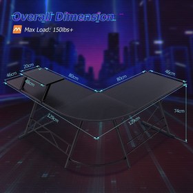 تصویر میز گیمینگ L شکل مشکی 