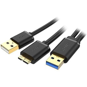 تصویر کابل MICRO USB 3.0 همراه پورت تقویت کننده USB 2.0 (هارد) یوگرین مدل UGREEN US140 به طول 0.5 متر 