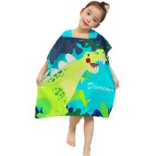 تصویر حوله شنلی کودک طرح دایناسور جنگل (مناسب سنین 1 تا 15 سال) 