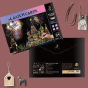 تصویر نقاشی خراشیدنی (اسکرچ) آتش بازی در شهر A4 بسته 4 برگی 