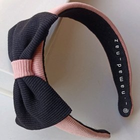 تصویر تل پاپیونی کشباف کبریتی - صورتی 