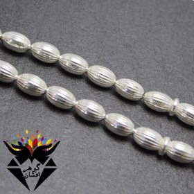 تصویر تسبیح نقره 33 دانه ای دانه هلی شیاردار کد T_1354 