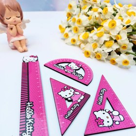 تصویر ست خط کش چوبی طرح کیتی 