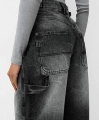 تصویر شلوار بگ کارپنتر ذغالی سنگشور سفید برشکا 