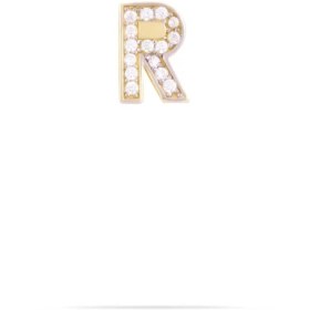 تصویر آویز حرف R با نگین سفید 
