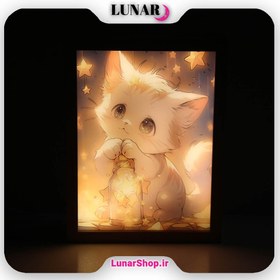 تصویر تابلو بک لایت طرح گربه Backlit Wall Art - Cat Design