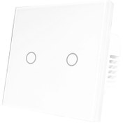 تصویر کلید دو پل لمسی مدل Lemo - رنگ سفید - حالت خاموش : آبی و حالت روشن : سبز WGSM-H2