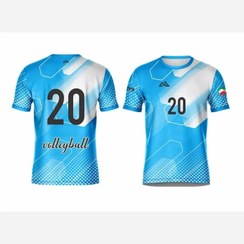 تصویر لباس والیبال پارچه فلامنت درجه یک رنگ فیروزه ای سفید تیمی و تکی 