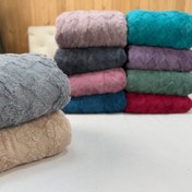 تصویر پتو دو نفره حوله‌ای طرح لوزی بزرگ 