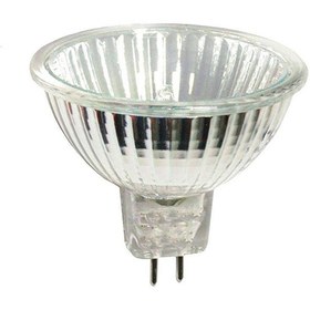 تصویر لامپ هالوژن 220 ولت 50 وات مدل کاسه ای (MR16) پایه سوزنی (GU5.3) 