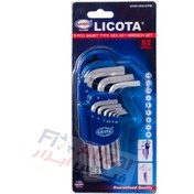 تصویر آچار آلن دسته کوتاه 9 عددی لیکوتا مدل 2HW10091DPM LICOTA 9 PCS SHORT TYPE HEX KEY WRENCH SET MODEL 2HW10091DPM