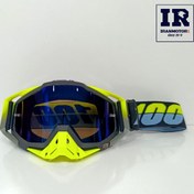 تصویر عینک موتورسواری کراسی ۱۰۰% رنگ فسفری 