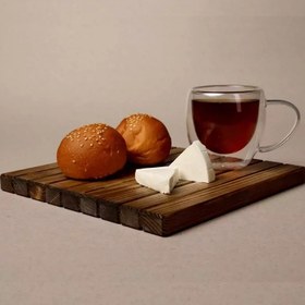 تصویر تخته سرو دو نفره چوبی، مدل روسا رنگ گردویی - 1 عدد serving board-007