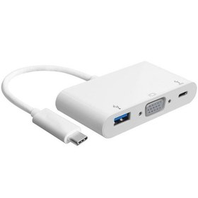 تصویر مبدل USB C به USB 3.0/VGA/USB C - نقره ای 