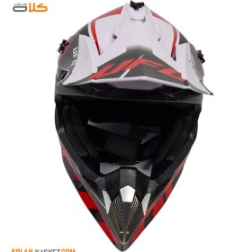 تصویر کلاه کاسکت کراسی مشکی قرمز طرح UFO Black red UFO design cross helmet