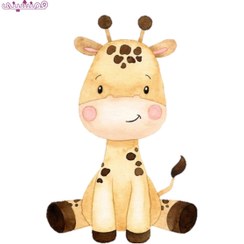 تصویر استند چوبی جشن و تولد تم حیوانات جنگل مدل زرافه آبرنگی 