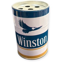 تصویر زیر سیگاری بشکه ای طرح وینستون Winstone design barrel cigarette ashtray
