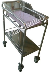 تصویر کات نوزاد استیل - کدMHT214 - 50*60 تمام استیل ضد زنگ، چرخ ها تمام ABS بیصدا Stainless steel hospital baby trolly