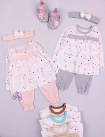 تصویر بلوز شلوار و هدبند گل ریز رنگی 