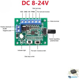 تصویر ماژول درایور و کنترل دور موتور براشلس ولتاژ 5V – 12V جریان 1.8AMAX‏ 