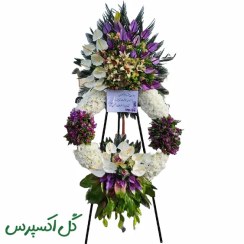 تصویر تاج گل تبریک نمایشگاهی مدرن یک طبقه گل‌نسا کد ۰۱۴۸ 