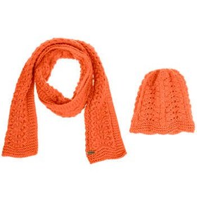 تصویر ست کلاه و شال گردن بافتنی زنانه ثمین مدل Apameh رنگ نارنجی 