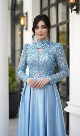 تصویر پیراهن مجلسی زنانه سیندرلا مدل AT1 جنس ساتن ال ایکس سایز ۴۰ الی ۴۸ 