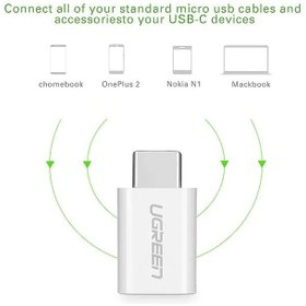 تصویر تبدیل OTG تایپ سی به Micro USB یوگرین مدل US157 Ugreen US157 USB-C Male to MicroUSB Female OTG Adaptor