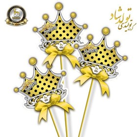 تصویر تاپر تم خالدار طلایی (بسته 6 عددی) 