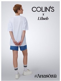 تصویر تی شرت سفید مردانه و زنانه UNISEX LILSEB شعار T SHIRT کولینز Colin’s 