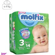 تصویر پوشک کامل بچه ۴ تا ۹ کیلوگرم سایز ۳ متوسط مولفیکس ۱۴ عددی Molfix Size 3 Baby Diaper 14pcs