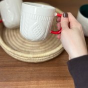 تصویر ماگ سرامیکی برجسته طرح بافت - داخل سفید 