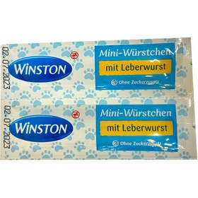 تصویر تشویقی سوسیسی گربه وینستون با طعم سوسیس جگر Winston Mini Sausage بسته 2 عددی 