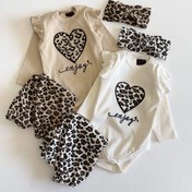 تصویر ست نوزادی سه تیکه پلنگی سایز ۳ 