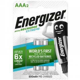 تصویر باتری نیم قلمی قابل شارژ انرجایزر مدل Extreme بسته 2 عددی Energizer Extreme Rechargeable AAA Battery 2pcs