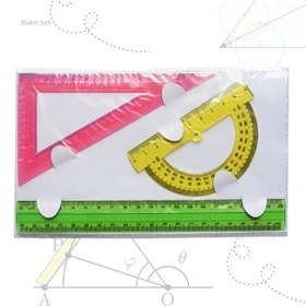 تصویر ست خط کش و گونیا نقاله ژله ایی Jelly ruler and ruler set