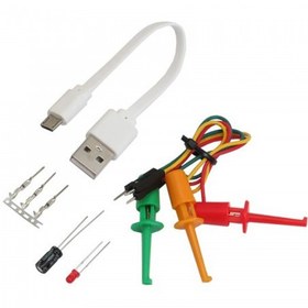 تصویر تستر قطعات الکترونیکی LCR-T7 به همراه دیکودر IR ریموت و باتری 