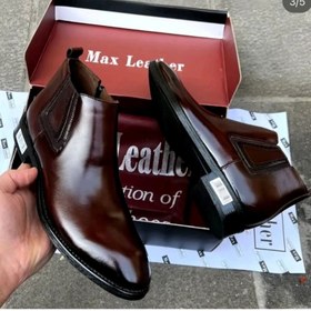 تصویر نیم بوت تمام چرم مکس یا بکسلی مدل جدید باکیفیت - قهوه‌ای / 41 / ساعتی وسط ویزارد 